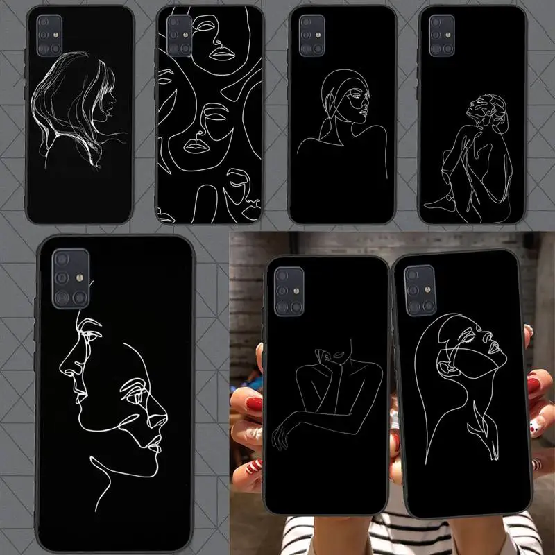 

Funny Abstract Women Face Line Phone Case For Samsung A02 A20 A30 A31 A32 A40 A50 A51 A52 A70 A71 A72 A80 A91 TPU cover