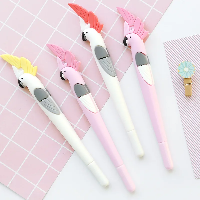 48 Pcs Per Set Stationery Cute Cartoon Creative Student Small Fresh Flexible Glue Rod Crown Parrot Gel Pen Water Pen