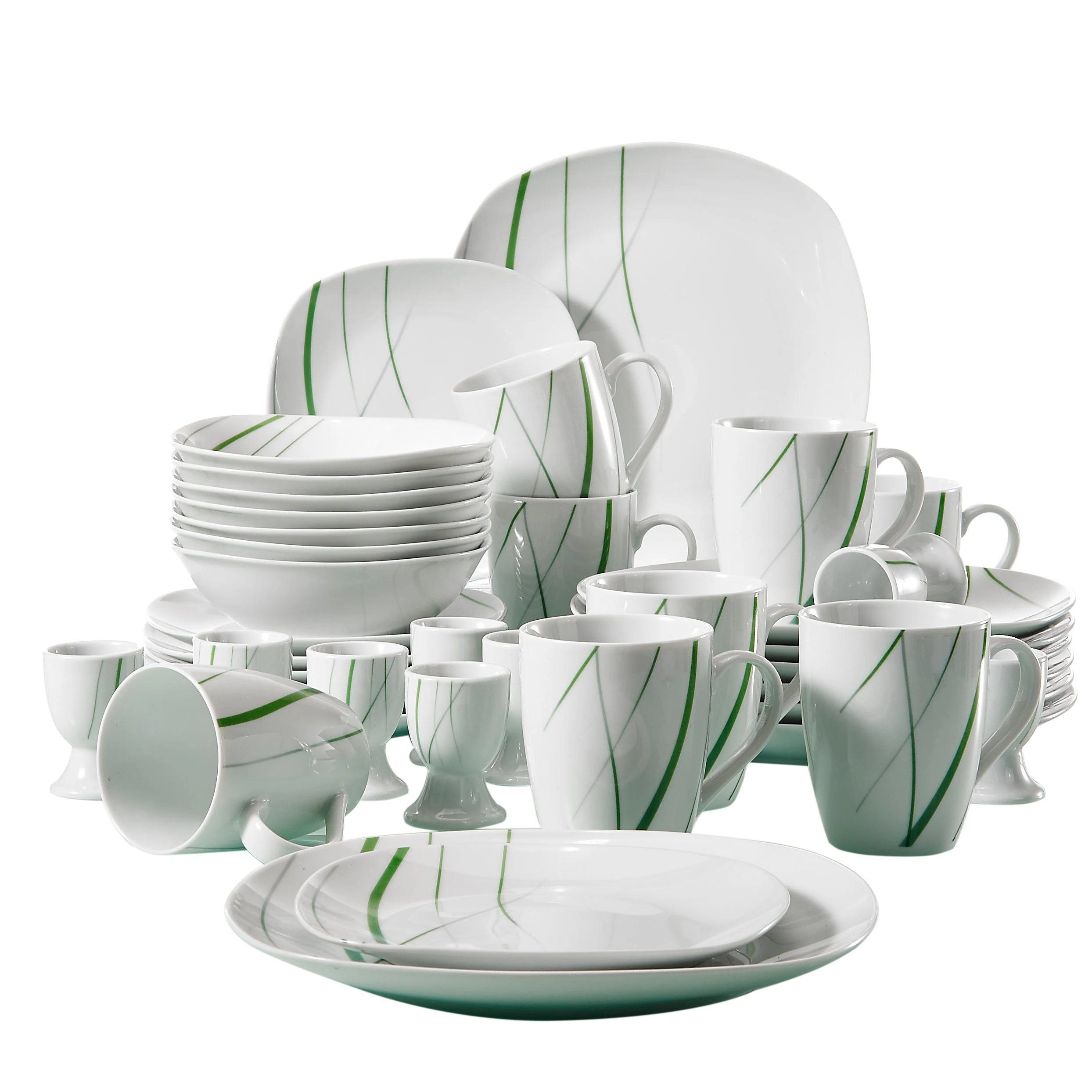 Günstig VEWEET AVIVA 40-Stück Küche Porzellan Geschirr Geschirr Platte Set Einschließlich 8 * Ei Tasse, Becher, Dessert Teller, Schüssel, Teller