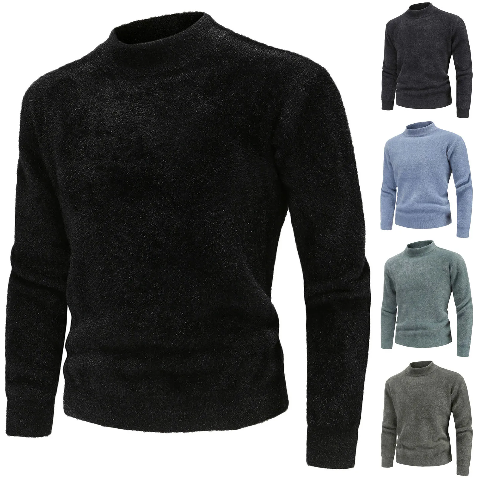

Men's Sweaters Winter Autumn Turtleneck Long Sleeve Plain Stretch Kintted Pullovers Basic Tops Slim Fit Fashion Mens Sweater 202