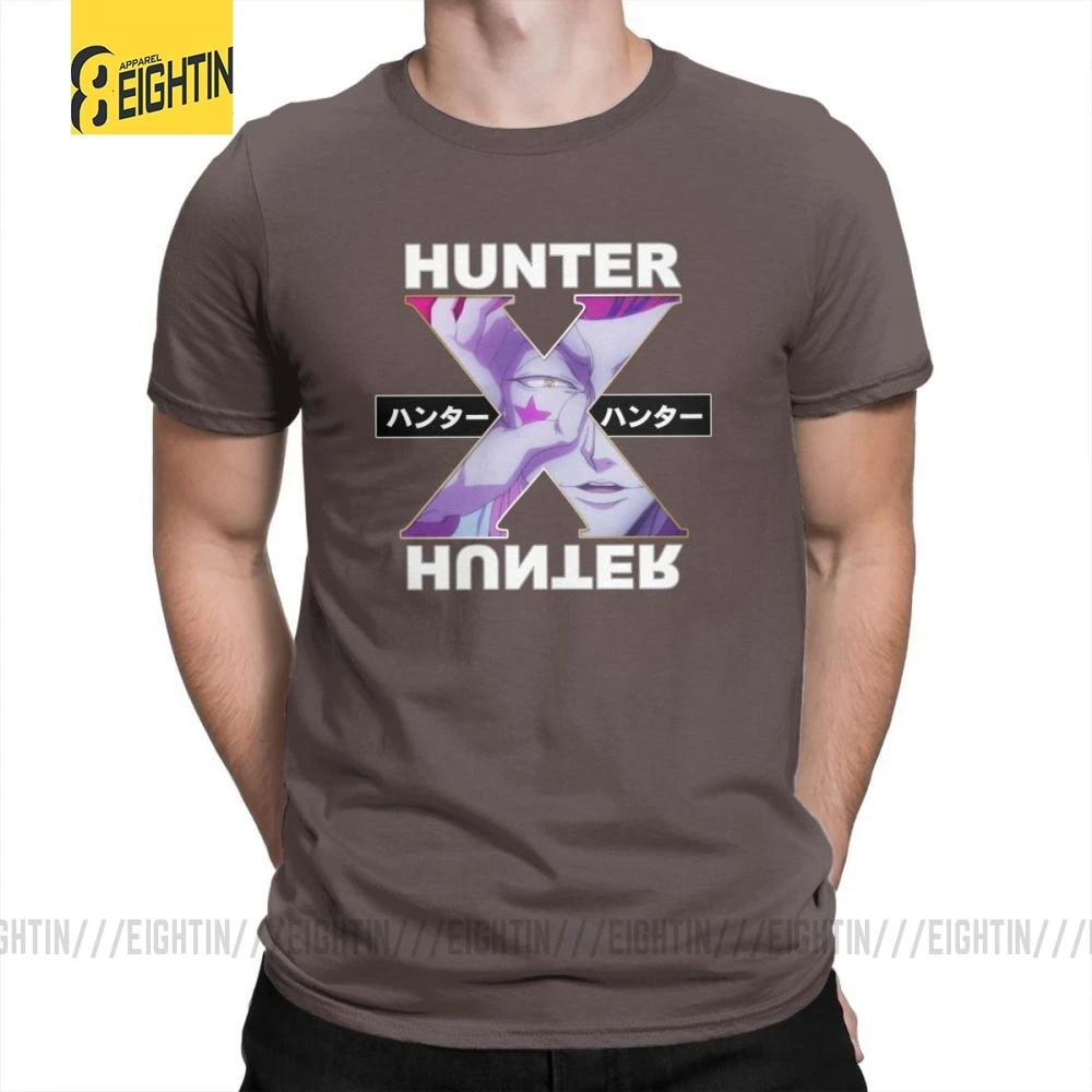 Hunter X Hunter футболки Hisoka очищенные хлопковые футболки с круглым воротником классические уличные футболки с коротким рукавом мужские комиксы плюс - Цвет: Коричневый