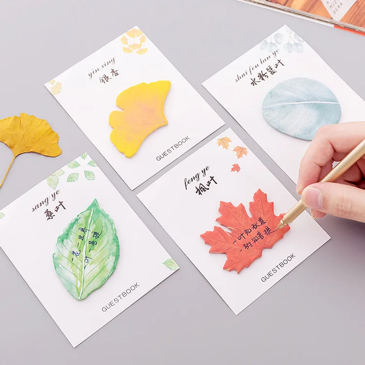 20 Pcs Cute Creative Little Fresh Leaves Sticky Notes Simulation Leaves Sticky Notes Times Posted Stationery