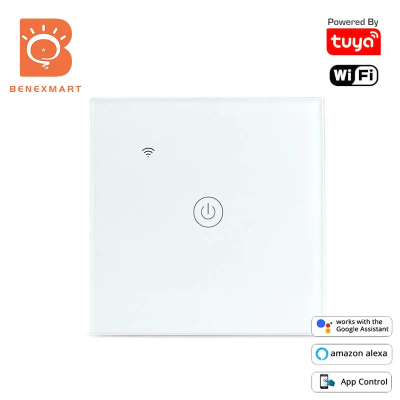 Умный настенный выключатель Benexmart Tuya с Wi-Fi и сенсорной панелью, 110-240 В Умный настенный выключатель Benexmart Tuya с Wi-Fi и сенсорной панелью, 110-240 В