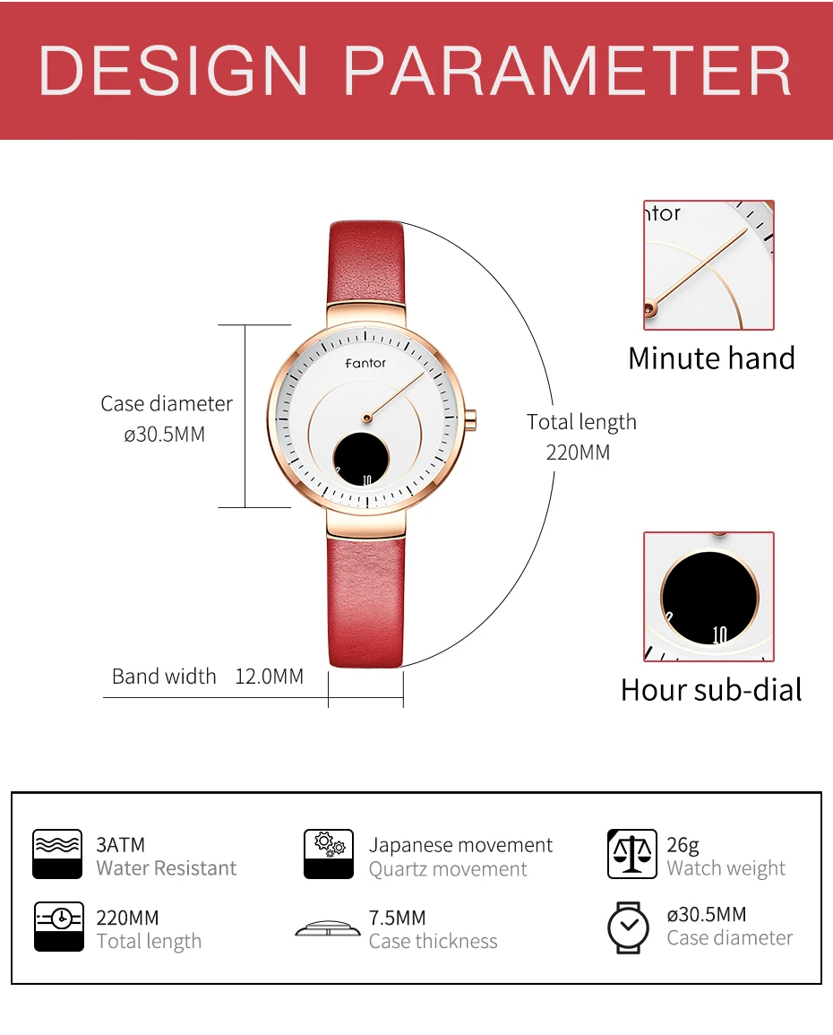 Fantor женские часы люксовый бренд циферблат кожа montre femme женские наручные часы водонепроницаемые relogio feminino
