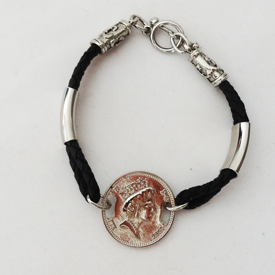 

Antique Baroque Medallion Head Portrait Bangles Hand-made Leather Unisex Jewelry