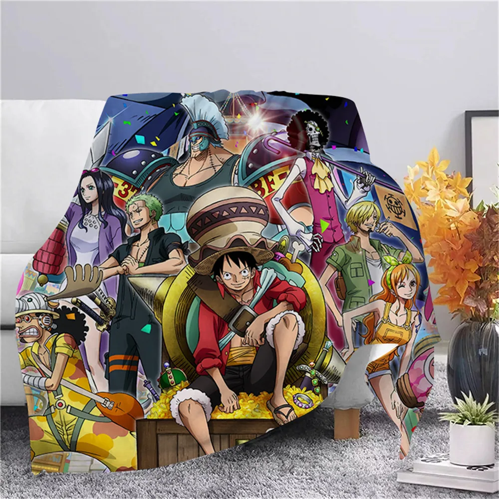 

CLOOCL One-Piece Luffy Flannel Blanket Japan Anime Print Plush Quilt Adult Home Office Sofa Travel Warm Casual Student Blankets