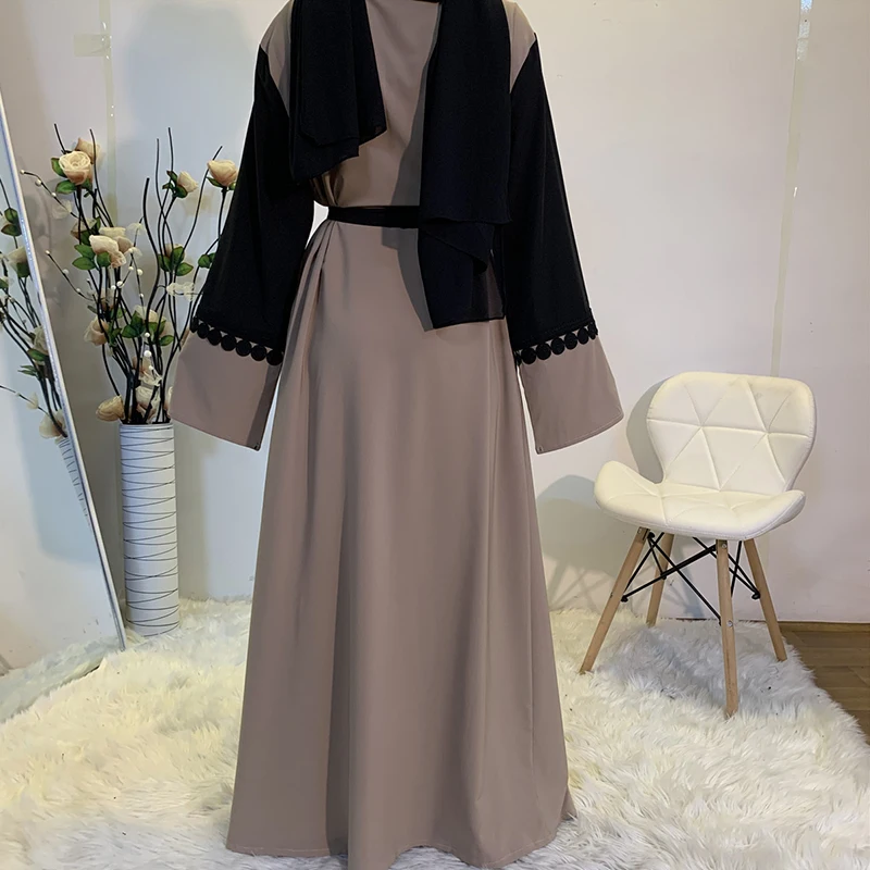 Новинка модная абайя в мусульманском стиле с кружевной аппликацией и длинным