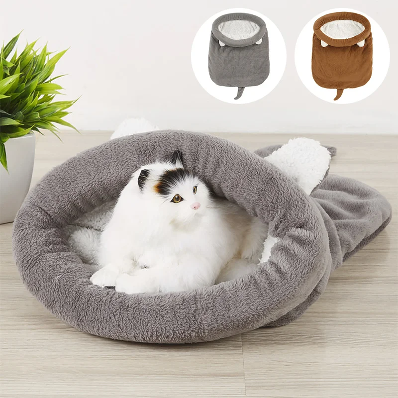 Коралловый флисовый спальный мешок для кошек, кровати для щенков, маленьких собак, коврик для животных, домик для питомника, мягкий зимний теплый спальный коврик, товары для домашних животных