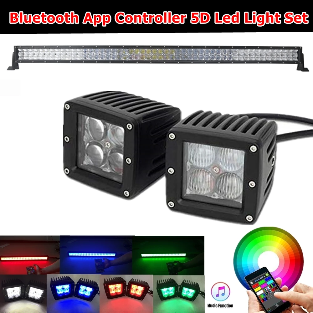 2 шт. Автомобильные противотуманные фары RGB + 1 5D Светодиодная панель Bluetooth