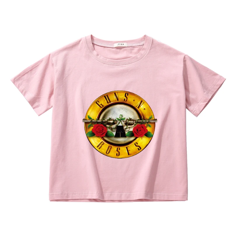 Женская винтажная хлопковая короткая футболка guns.N. roses короткий топ в Корейском