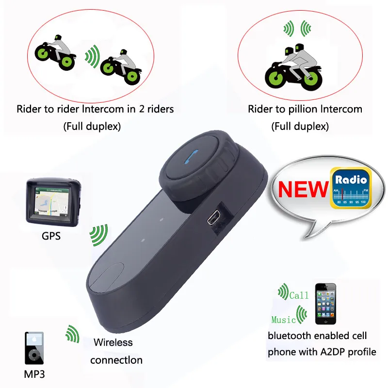 Bluetooth-гарнитура для мотоциклетного шлема Freedconn MP3 FM-радио 800 м | Автомобили и