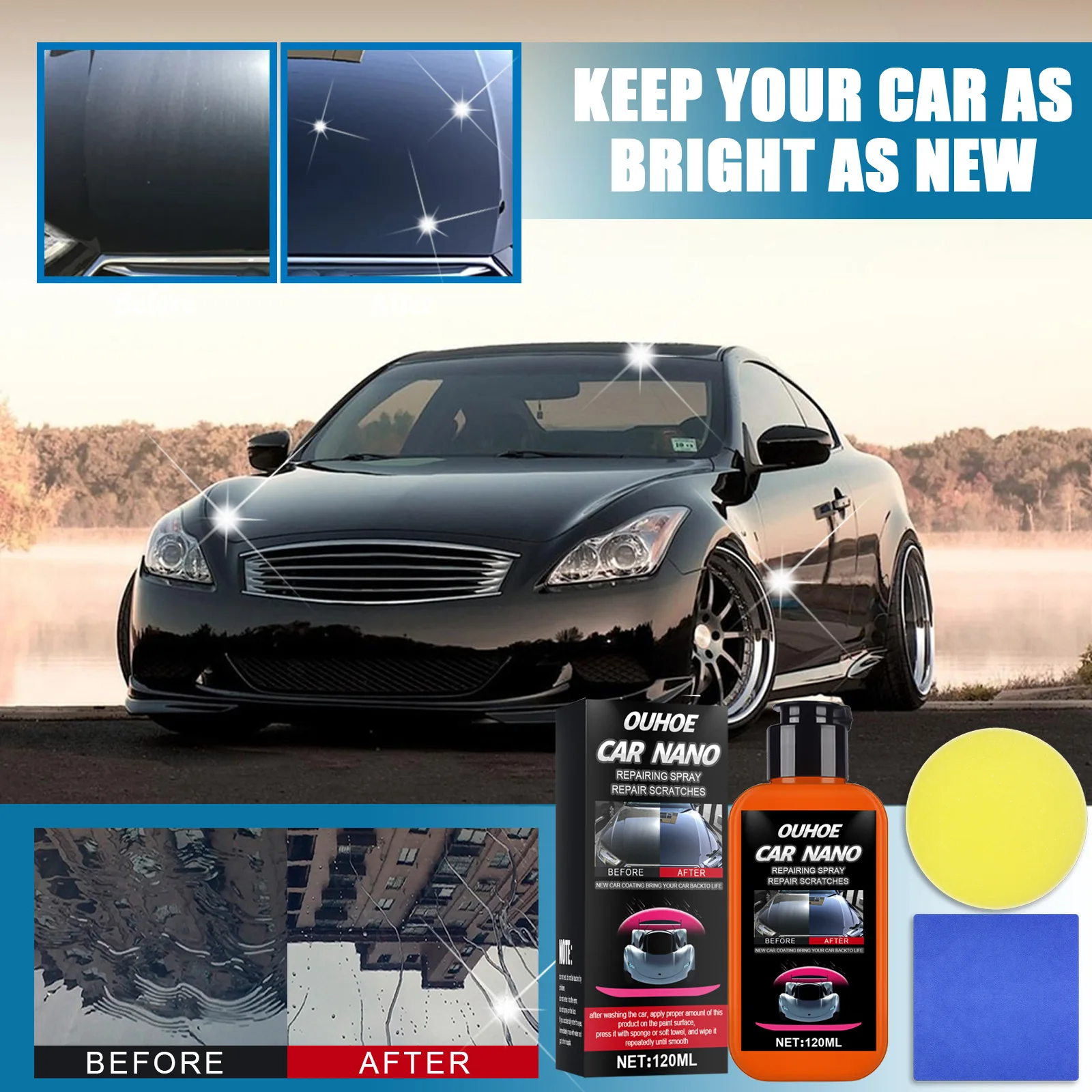 

Car Coating Liquid Wax Set Liquid Wax Curing Flooding Anti-scratch Sealing Glaze Crystal Wax Automobile Motorcycle Paint Repair