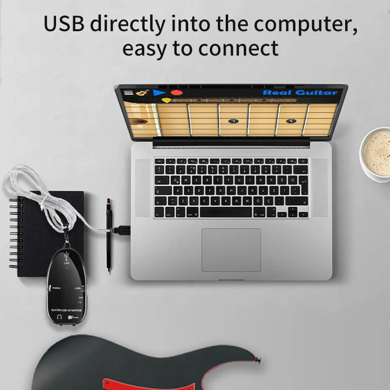 USB аудио эхолот для гитары Портативный прочный звукозаписывающий бас адаптер