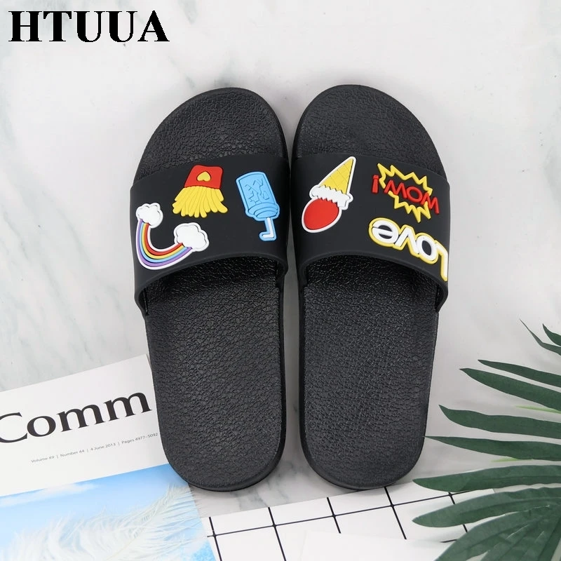 HTUUA/Новинка; корейские тапочки с мороженым; женские шлепанцы на плоской подошве; домашние Тапочки для ванной; пляжные вьетнамки; Летняя обувь; SX2176