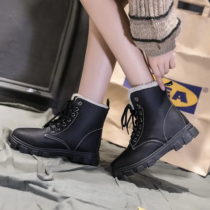 Меховые зимние новые теплые женские Ботинки Martin плюс бархатные ботинки