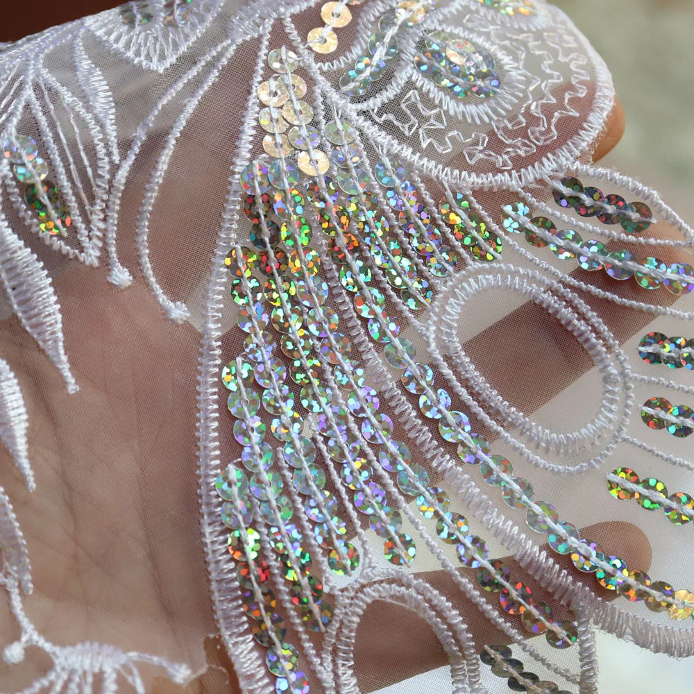 1 шт. белые кружевные нашивки с бабочкой для одежды вышивка блестками аппликации