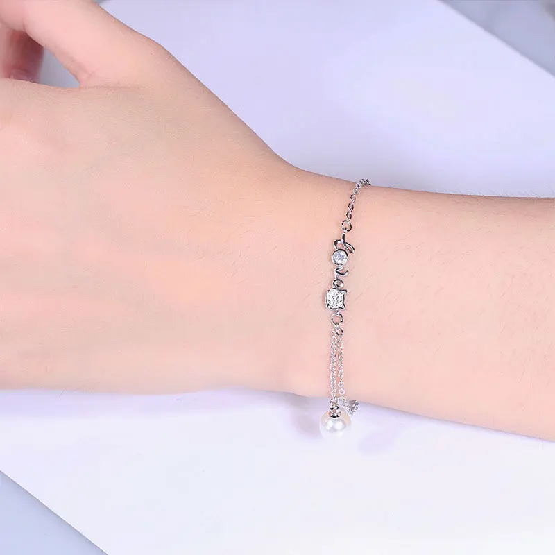 

Love letter bracelet cartoon cat zircon crystal gold inlaid zircon fashion lady crystal jewelry charm lady Valentine's day gift