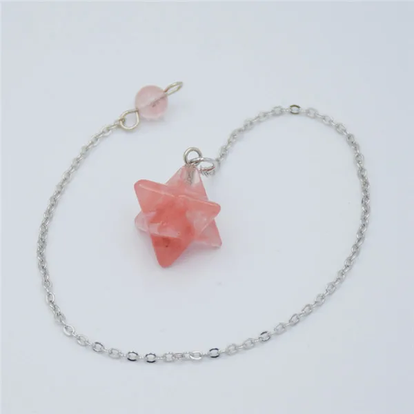 Watermelon Crystal 1 шт. маленькие натуральные кристаллы аметиста опал черный Агаты камень Меркаба подвеска Маятник Рейки Исцеление Точка Шарм ювелирные изделия - Окраска металла: Watermelon Crystal