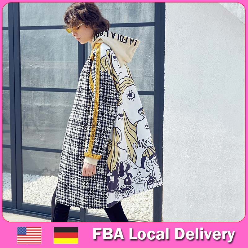 Женская клетчатая куртка ELFSACK повседневная винтажная из смешанной шерсти с