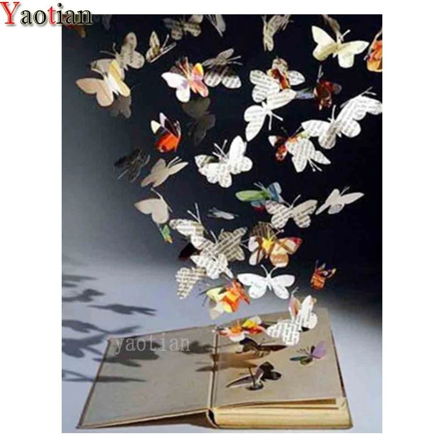 

DIY Butterfly And Book 5D Full Drill Square Diamond Painting Cross Stitch Kit Diamond Embroidery Needlework Patterns Decoration