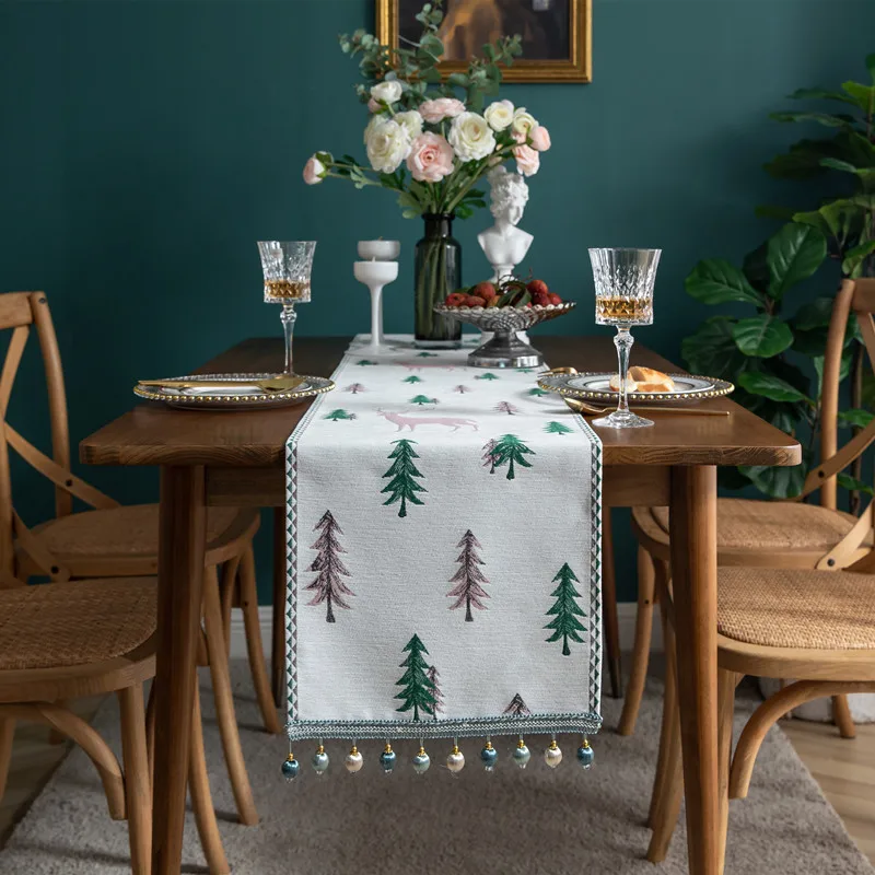 

Modern Minimalist Table Runner Christmas Chenille Tablecloth Dinner Table Home Decor Coffee Hotel Table Bed Runners
