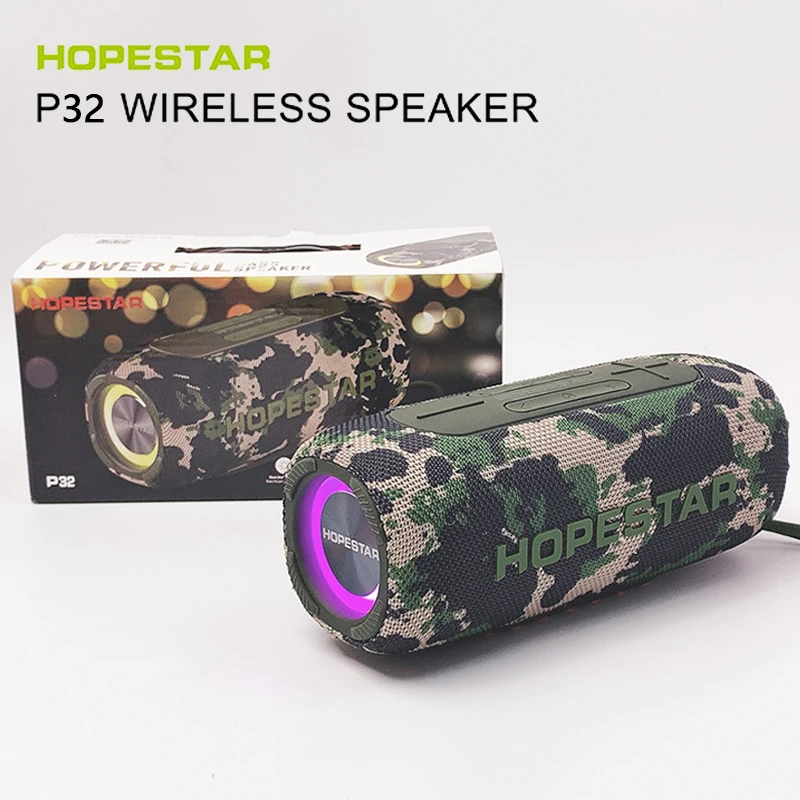 

HOPESTAR P32 Portable Bluetooth Speaker High-power Subwoofer with FM Radio TF caixa de som Outdoor Wireless Waterproof Column