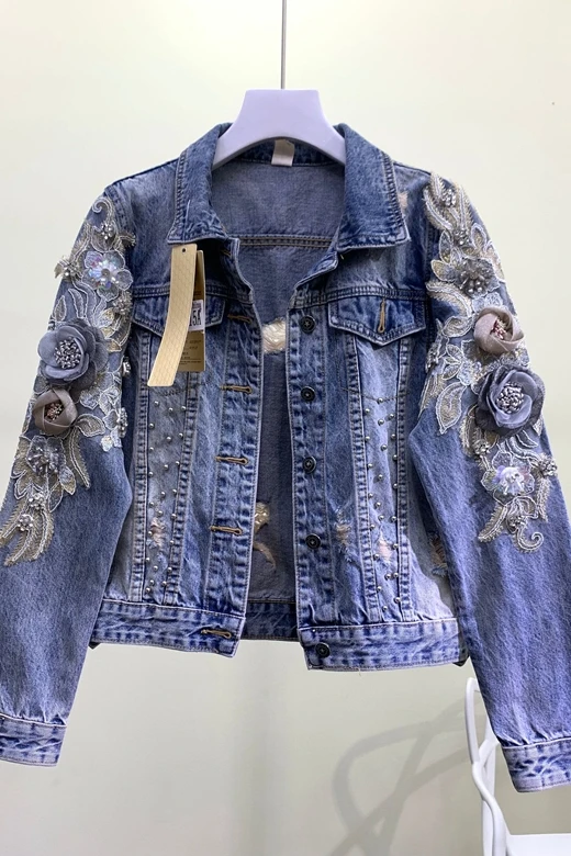 2019 Осенние новые модные тяжелые бусины вышитый трехмерный цветы сломанные дыры