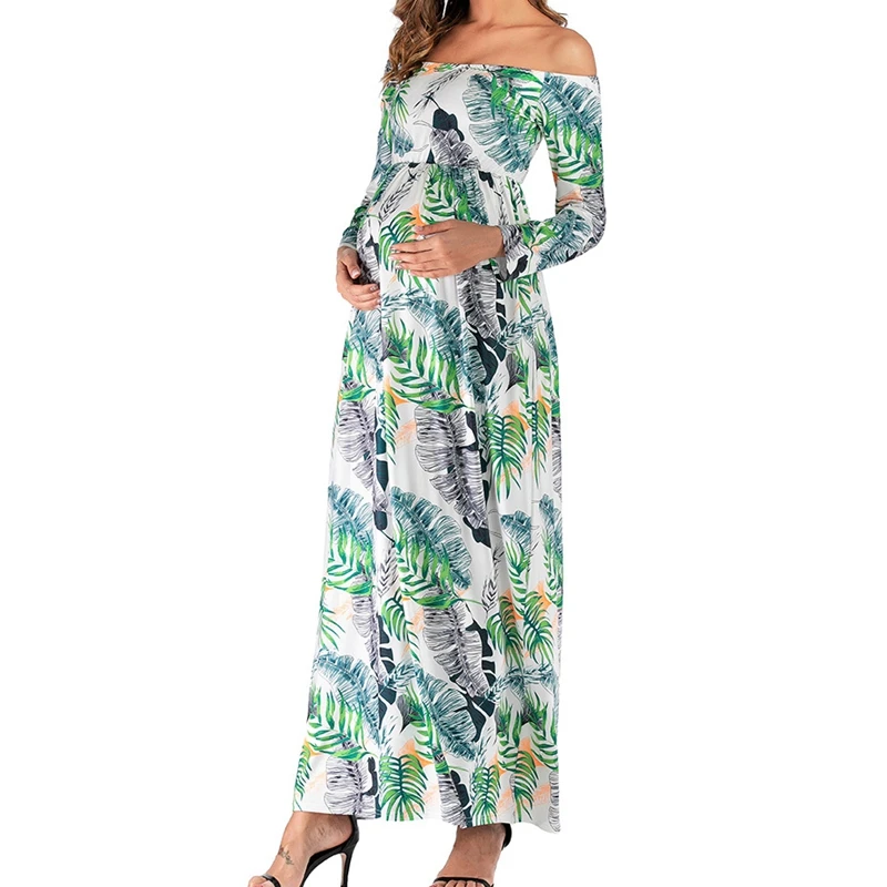 

Maternity Dress Women Floral Print Mama Dress Maternity Clothing Long Skirt Pregnant Casual Clothes