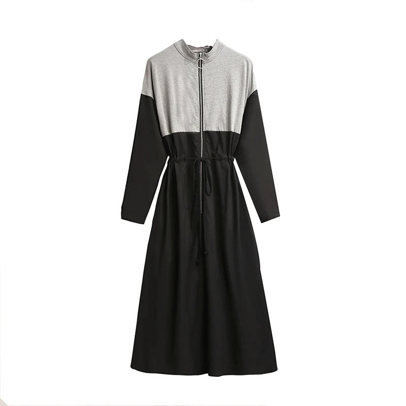 

Autumn Dress Dresses For Large Size Women's Clothes With Standing Collar And High Waist Dresses
