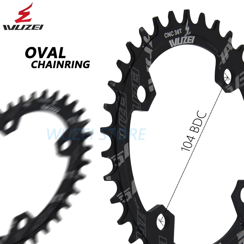 WUZEI 104BCD овальная узкая широкая Цепь 32 T/34 T/36 T/38 T MTB велосипедная Звездочка круг шатунная пластина велосипед из алюминиевого сплава запчасти