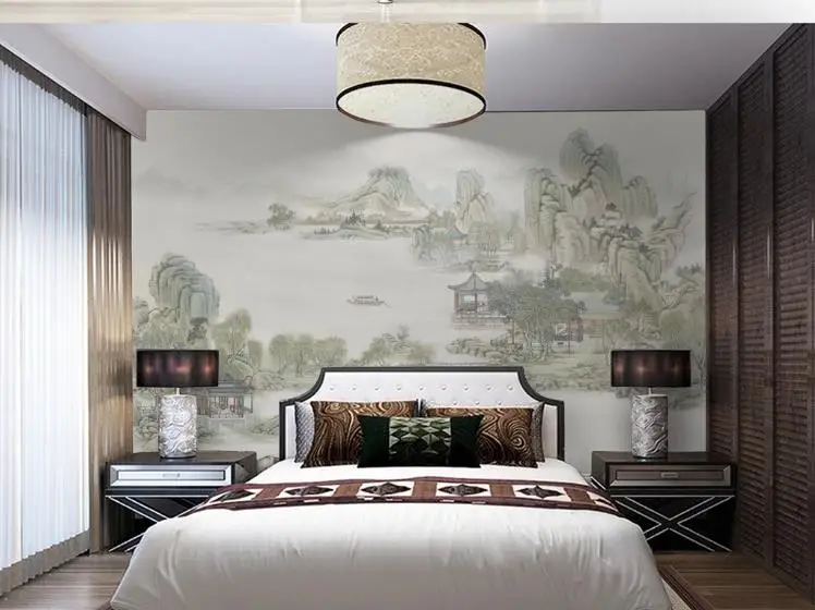 

Ancient Pavilion Fulu Golden Bridge Landscape Wallpaper 3D photo Bedroom Wallpaper Mural For walls TV sofa backdrop Decor