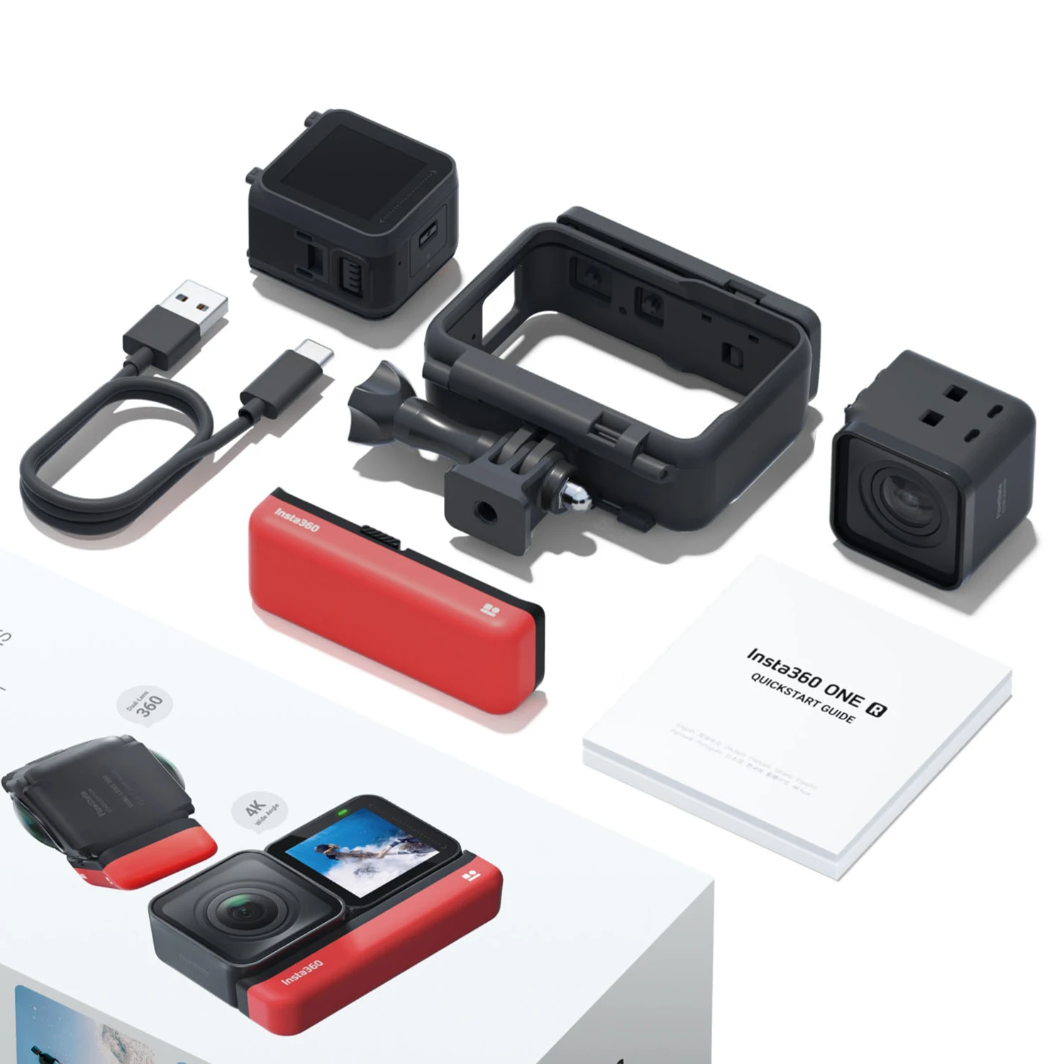 Спортивная Экшн камера Insta360 ONE R 4K Edition с защитой от тряски широкоугольный