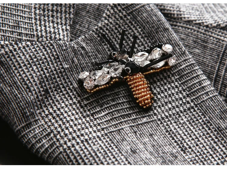 Женский шерстяной Блейзер элегантный двубортный блейзер в клетку Женская