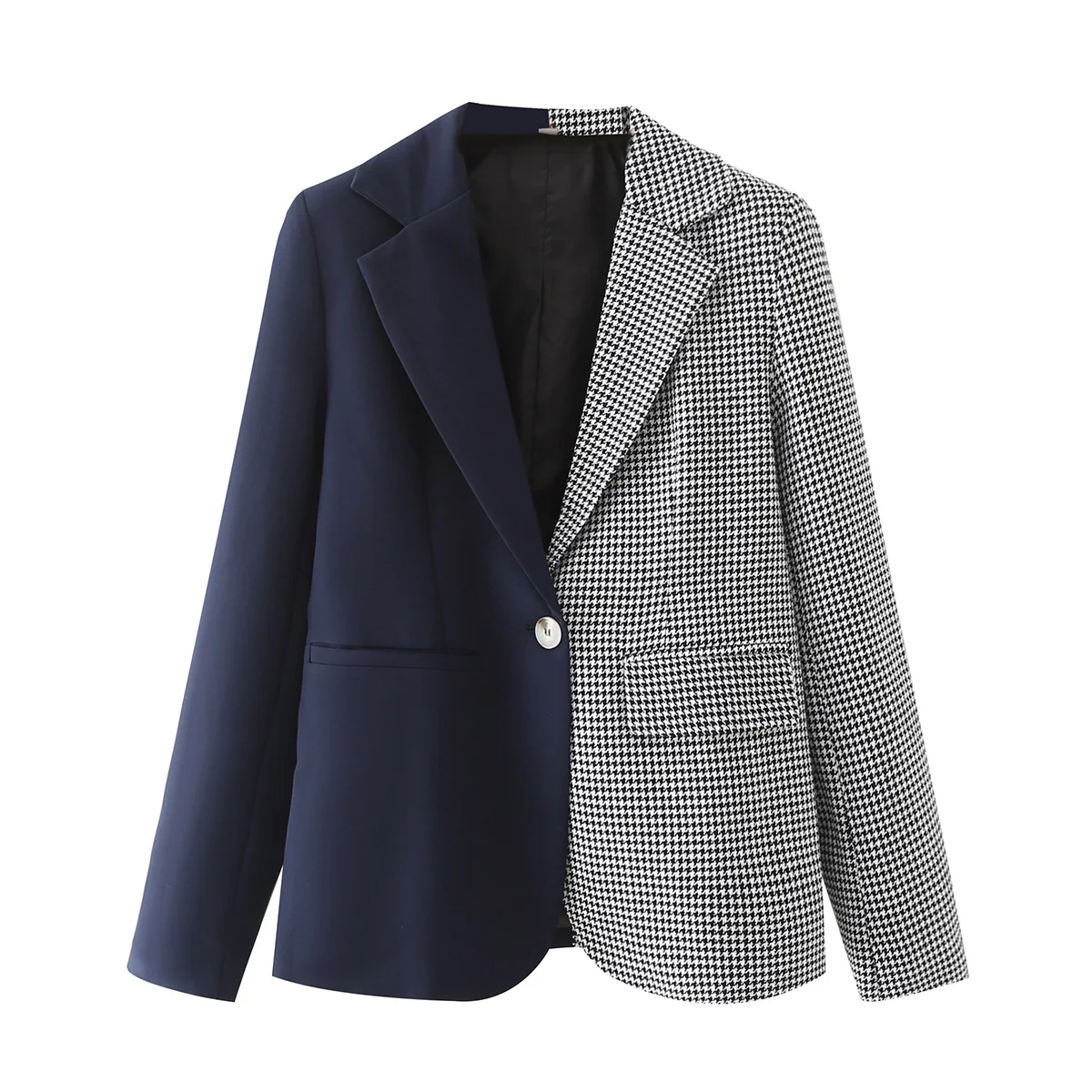 

2021 Winter Women Patchwork Plaid Blazer Female Long Sleeve Jacket Ladies Work Wear Blazer Formal Suits