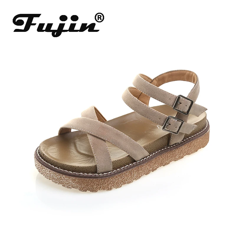 Fujin/Летние босоножки Женская обувь на плоской подошве Повседневная средней