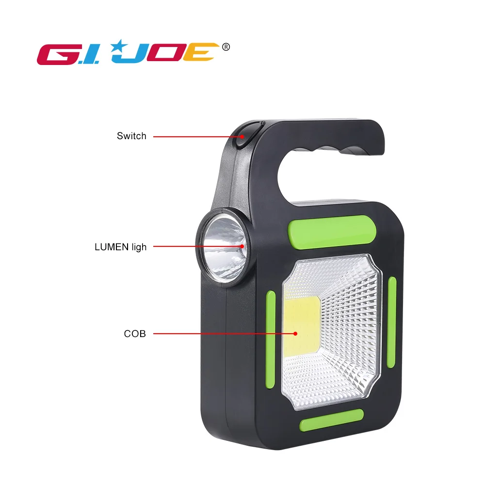 Портативный светодиодный светильник GIJOE Рабочий фонарь с cob солнечной батареей