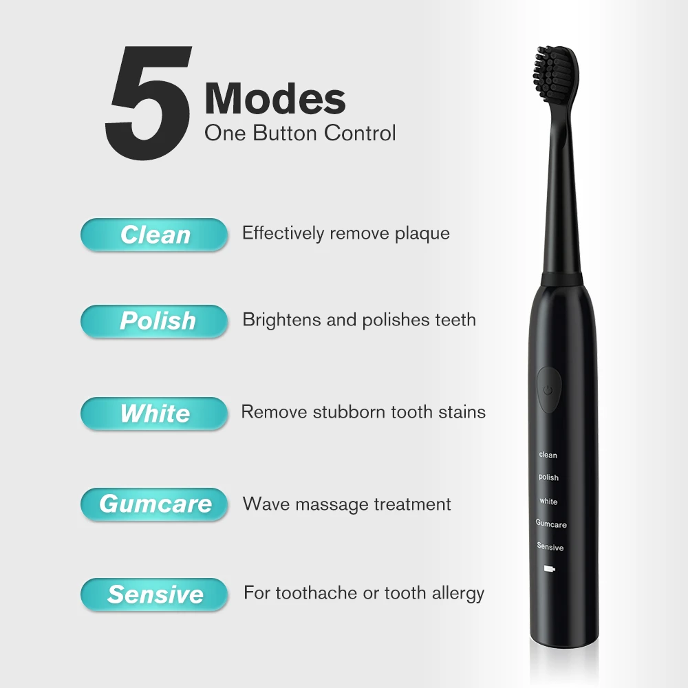 

5-speed Sonic Electric Toothbrush Smart Toothbrush Ultrasonic Automatic Toothbrush Usb Fast Charging Adult Waterproof