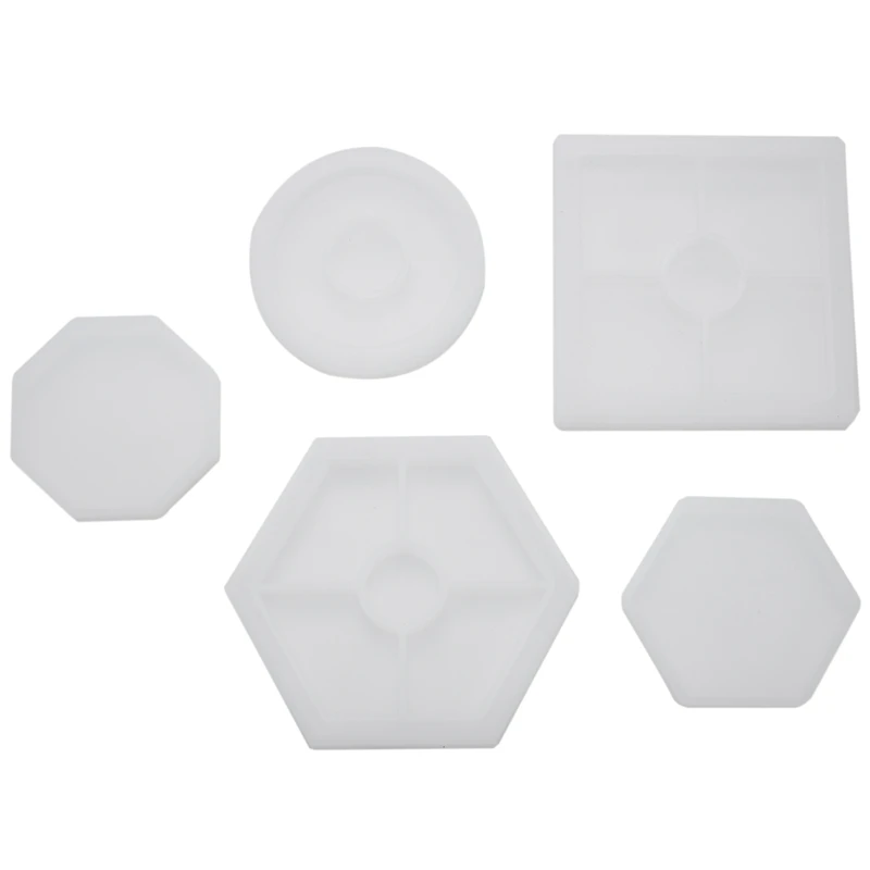 

5 шт. Diy подставка силиконовая форма в комплекте квадратный шестиугольник круг восьмиугольник форма для смолы, бетона, цемента, украшения до...