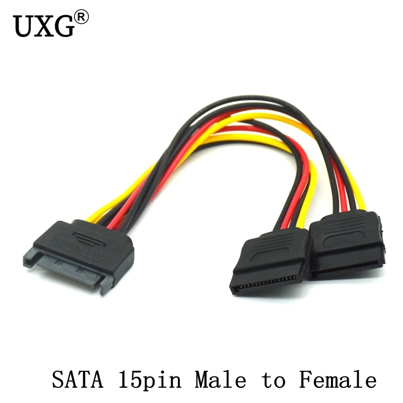 Штепсельная Вилка SATA 15pin для 2 гнездовых штырьков разветвитель жесткого диска