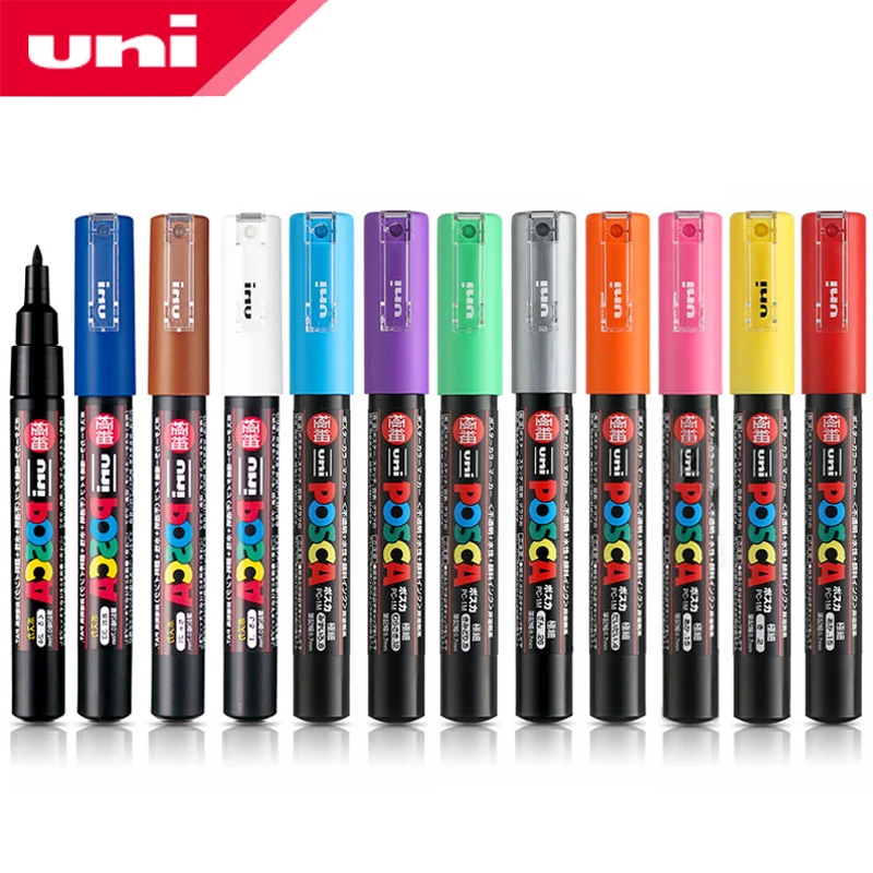 1 Pcs Mitsubishi Uni PC-1M Paint Marker Pen- Broad Tip-8mm 20colors available Writing Supplies Office School | Канцтовары для офиса