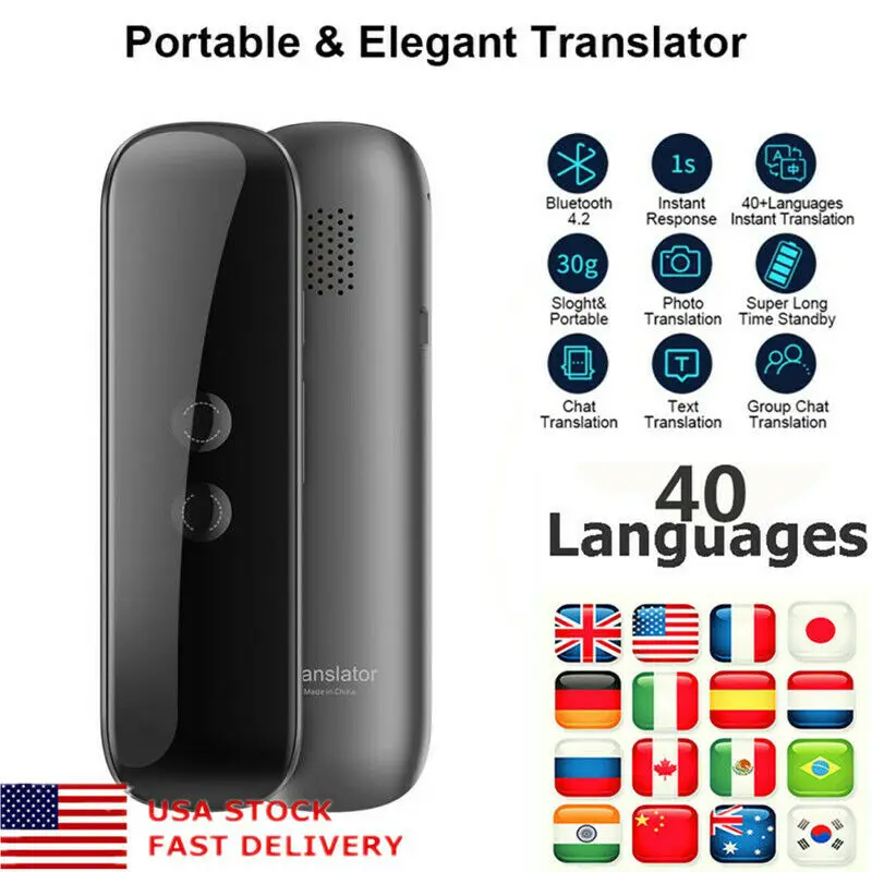 

Mini portable wireless Smart Voice Translator 40 language ​​two-way Real-time instant voice Bluetooth application Multi-language