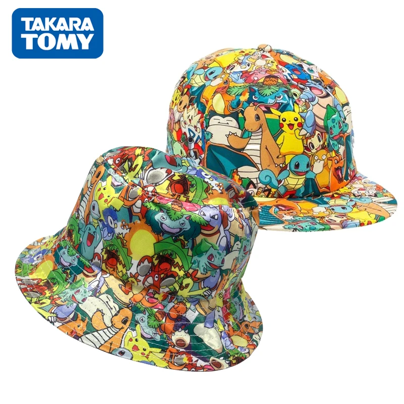

Anime Pokemons Figures Bucket Hats Men Women Fashion Casual Hat Children Kawaii Baseball Caps Cosplay Costume Accessories Gifts