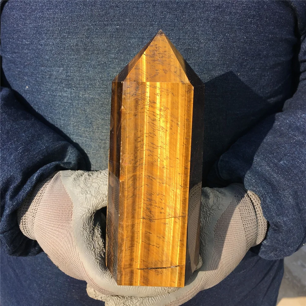 

Natural Tiger Eye Quartz Crystal Obelisk Wand Healing