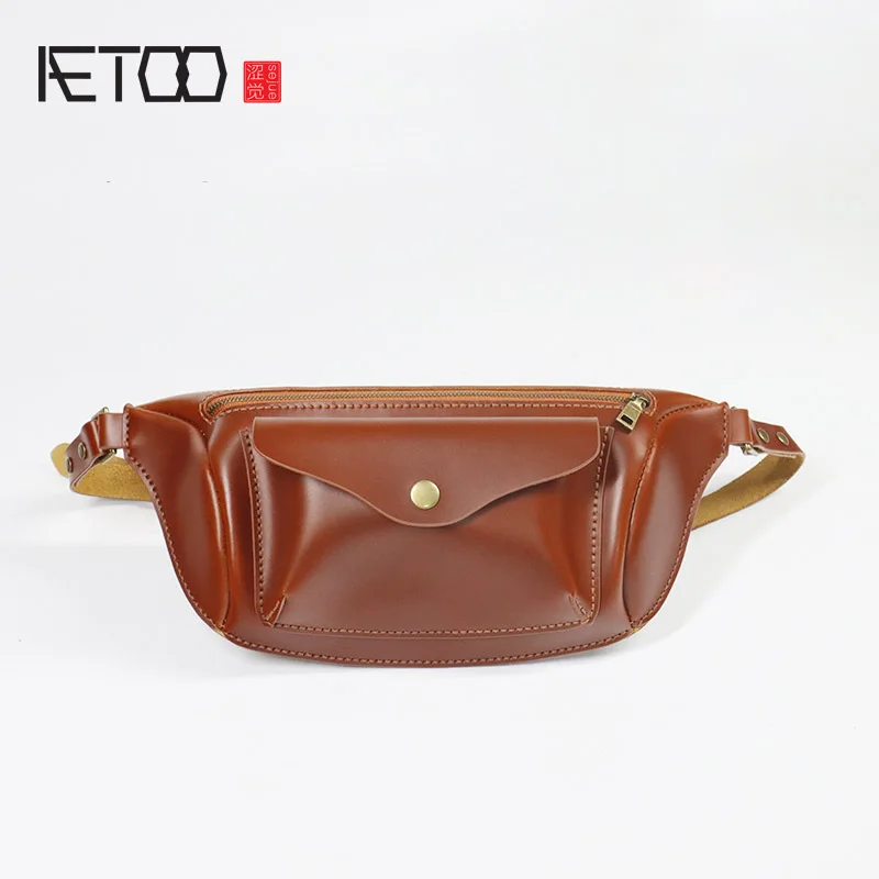 

AETOO Large-capacity leather shoulder bag, multi-functional leisure messenger bag, men's sports and leisure chest bag