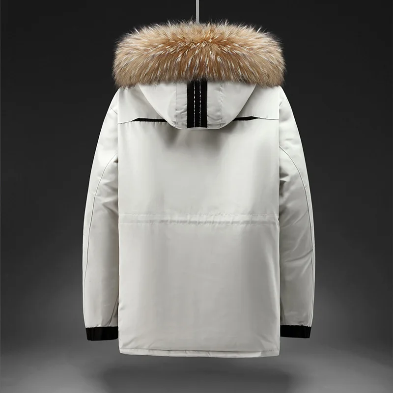 Утепленное мужское пуховое пальто с большим натуральным меховым воротником, теплая парка, повседневная плотная зимняя водонепроницаемая к... от AliExpress RU&CIS NEW