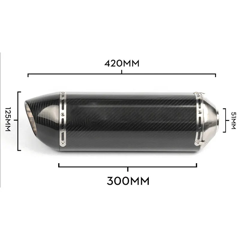 Универсальный выхлопной глушитель для мотоцикла из углеродного волокна 51 мм