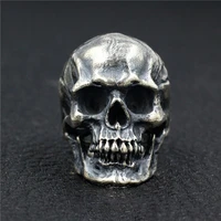 heavy punk skull rings for men real 925 sterling silver jewelry motorcycle biker rings skeleton finger band
