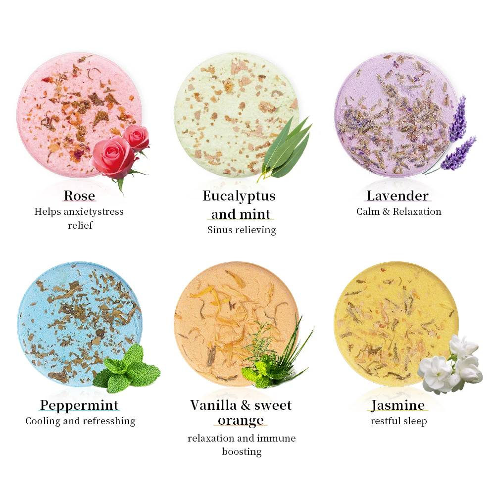 6 шт./компл. эфирное масло ароматерапия душ паровые таблетки спа Fizzies Бомбочки для