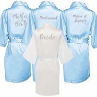 bride bridesmaid silver letters robes bride robes pajamas bathrobe nightgown women satin wedding kimono sleepwear get ready robe