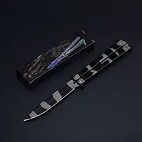 CS GO, 2 цвета, тупой нож, тренировочные ножи, 440 лезвие, стальной нож с ручкой, складные ножи, тренировочные игровые ножи с бабочкой - Цвет: Черный
